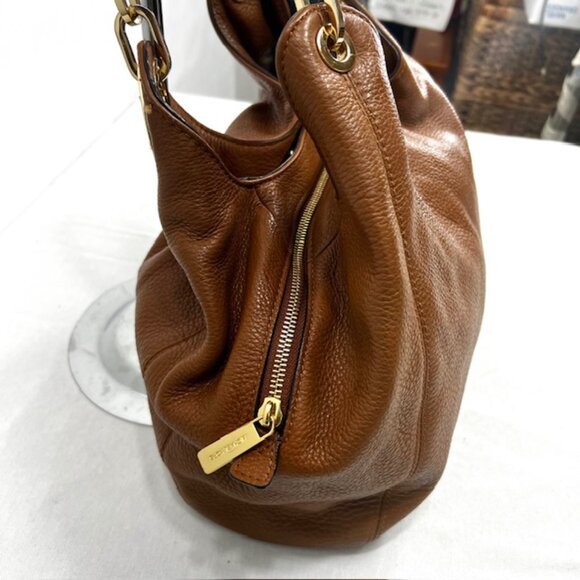 Michael Kors Brown Leather Hobo with Colorful Scarf - Picture 7 of 14